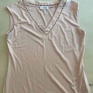 Calvin Klein Light Pink Sleeveless with Pearl Accent Size M